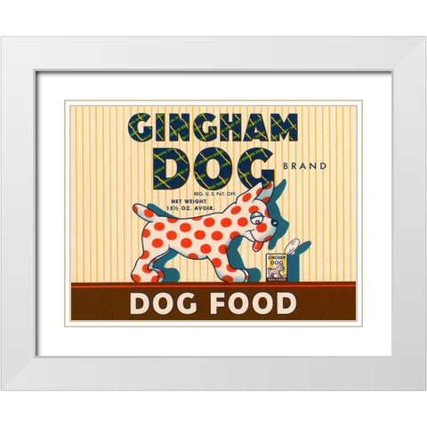 Gingham Dog White Modern Wood Framed Art Print with Double Matting by Retrolabel