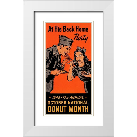 At His Back Home Party White Modern Wood Framed Art Print with Double Matting by Retrolabel