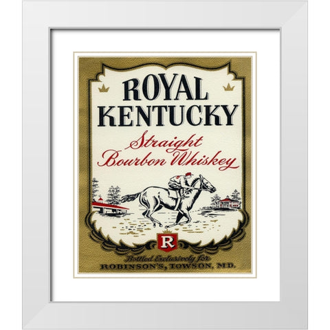 Royal Kentucky Straight Bourbon Whiskey White Modern Wood Framed Art Print with Double Matting by Vintage Booze Labels
