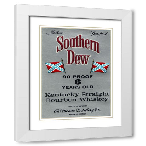 Southern Dew Kentucky Straight Bourbon Whiskey White Modern Wood Framed Art Print with Double Matting by Vintage Booze Labels