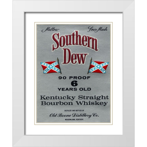 Southern Dew Kentucky Straight Bourbon Whiskey White Modern Wood Framed Art Print with Double Matting by Vintage Booze Labels