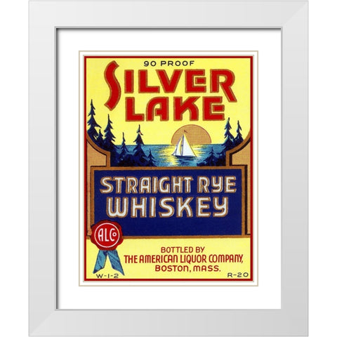Silver Lake Straight Rye Whiskey White Modern Wood Framed Art Print with Double Matting by Vintage Booze Labels
