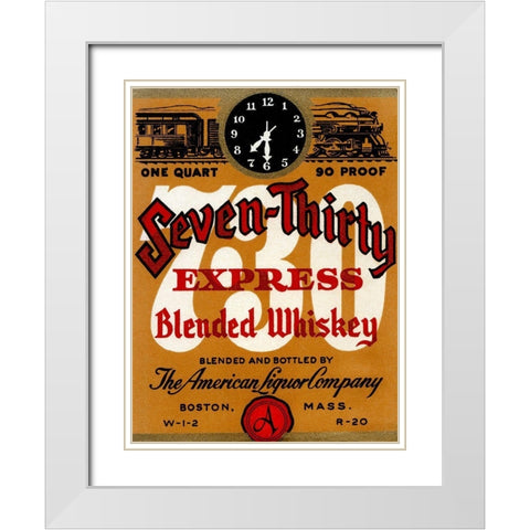 Seven-Thirty Express Blended Whiskey White Modern Wood Framed Art Print with Double Matting by Vintage Booze Labels