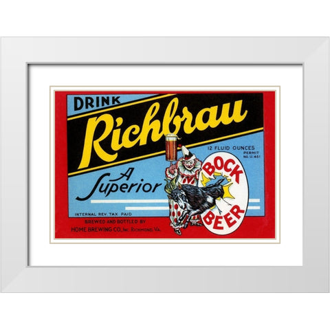 Drink Richbrau Bock Beer White Modern Wood Framed Art Print with Double Matting by Vintage Booze Labels