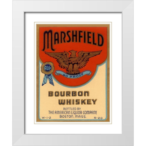 Marshfield Bourbon Whiskey White Modern Wood Framed Art Print with Double Matting by Vintage Booze Labels