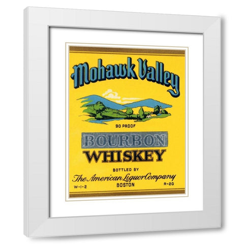 Mohawk Valley Bourbon Whiskey White Modern Wood Framed Art Print with Double Matting by Vintage Booze Labels