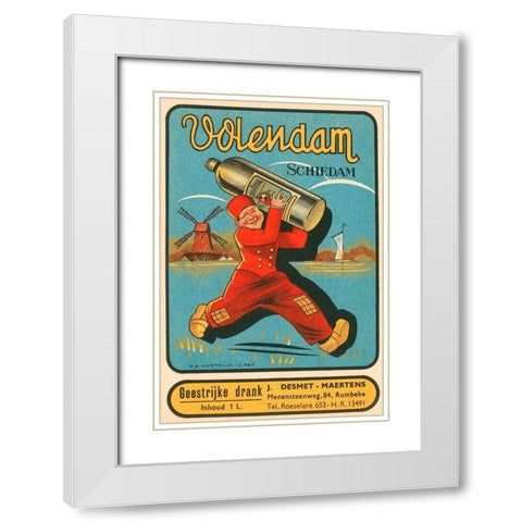 Volendam Schiedam White Modern Wood Framed Art Print with Double Matting by Vintage Booze Labels