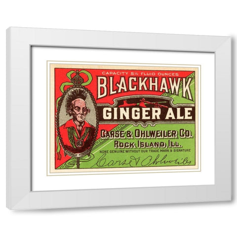 Blackhawk Ginger Ale White Modern Wood Framed Art Print with Double Matting by Vintage Booze Labels