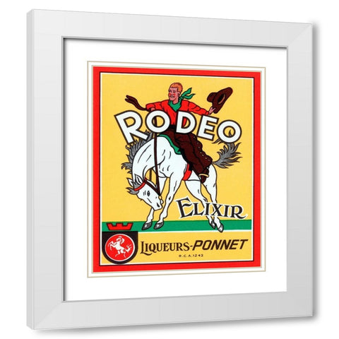 Rodeo Elixir White Modern Wood Framed Art Print with Double Matting by Vintage Booze Labels