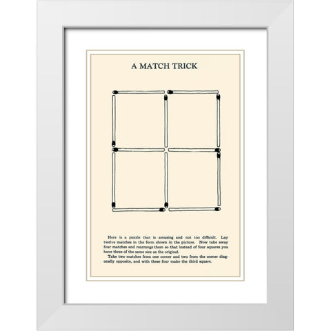 A Match Trick White Modern Wood Framed Art Print with Double Matting by Retromagic