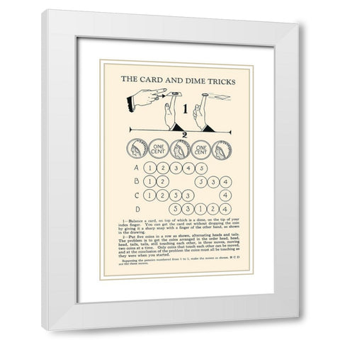 The Card and Dime Tricks White Modern Wood Framed Art Print with Double Matting by Retromagic