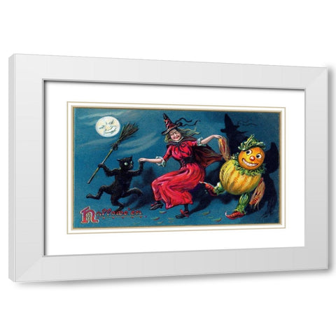 Halloween White Modern Wood Framed Art Print with Double Matting by Halloween