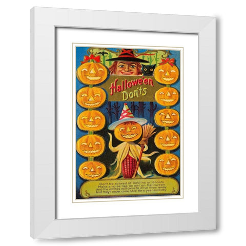 Halloween Donts White Modern Wood Framed Art Print with Double Matting by Halloween
