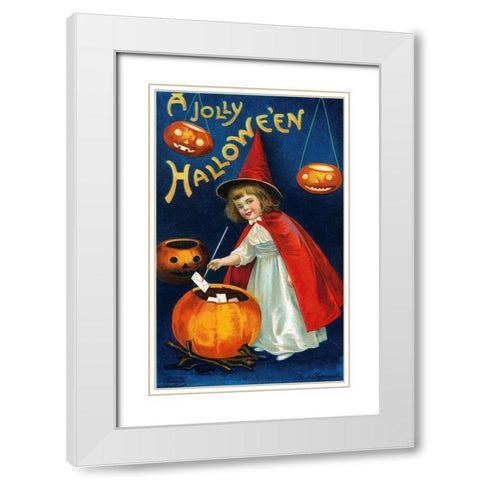 A Jolly Halloween White Modern Wood Framed Art Print with Double Matting by Halloween