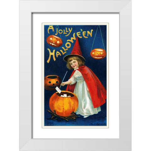 A Jolly Halloween White Modern Wood Framed Art Print with Double Matting by Halloween