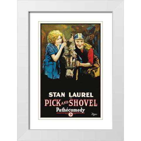 Movie Poster: Stan Laurel in Pick and Shovel White Modern Wood Framed Art Print with Double Matting by Pathecomdey