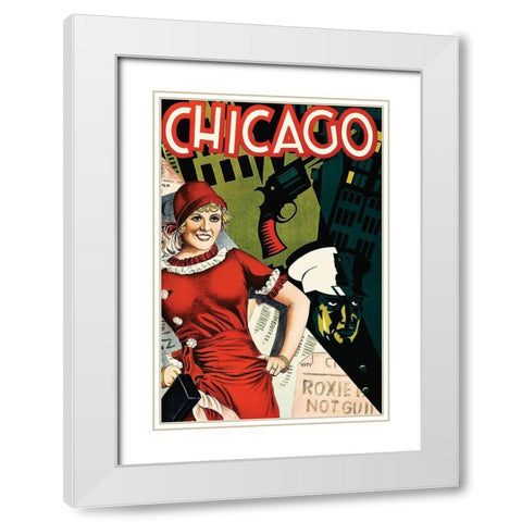 Movie Poster: Chicago White Modern Wood Framed Art Print with Double Matting by Unknown 20th Century American Illustrator