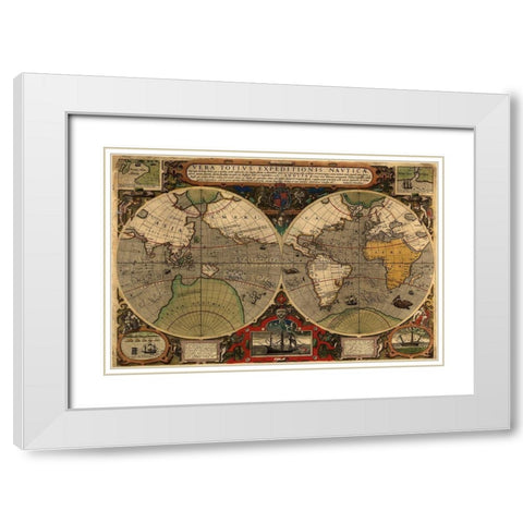 Vera Totius Expeditionis Nautica White Modern Wood Framed Art Print with Double Matting by Ortelius, A.