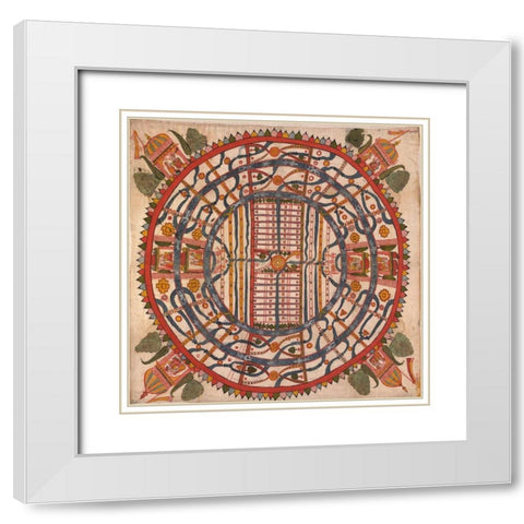 Manuyaloka, map of the world of man, according to Jain cosmological traditions White Modern Wood Framed Art Print with Double Matting by Unknown