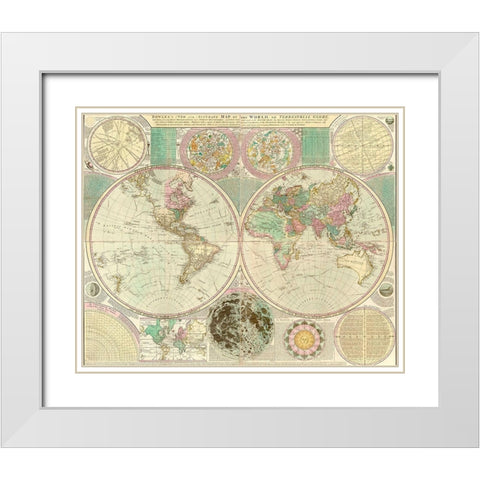 World Map White Modern Wood Framed Art Print with Double Matting by Bowles, Carington