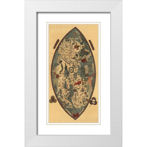 Genoese World Map White Modern Wood Framed Art Print with Double Matting by del Pozzo Toscanelli, Paolo