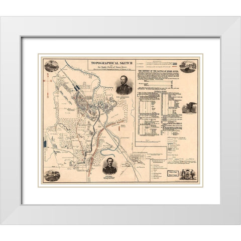 Stone River White Modern Wood Framed Art Print with Double Matting by Unknown
