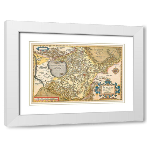 Map of Italy Near Florence White Modern Wood Framed Art Print with Double Matting by Ortelius, A.