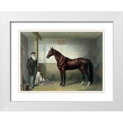 Rysdyks Hambletonian White Modern Wood Framed Art Print with Double Matting by Currier and Ives