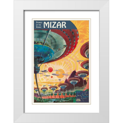 Retrosci-fi: Stories of the Stars - Floating Colonies of Mizar White Modern Wood Framed Art Print with Double Matting by Paul, Frank R.