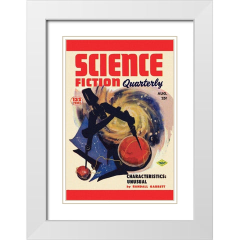 Science Fiction Quarterly: Cosmic Compass White Modern Wood Framed Art Print with Double Matting by Retrosci-fi