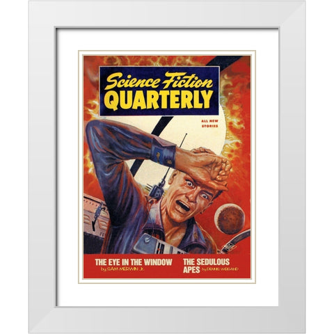 Science Fiction Quarterly: Crash Course with the Sun White Modern Wood Framed Art Print with Double Matting by Retrosci-fi
