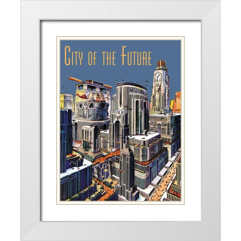 Retrosci-fi: City of the Future White Modern Wood Framed Art Print with Double Matting by Paul, Frank R.