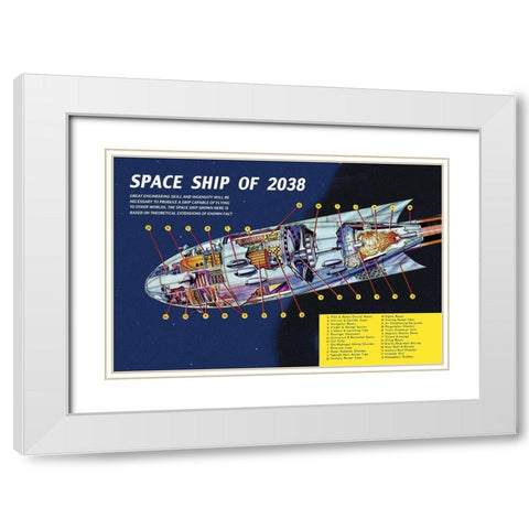 Space Ship of 2038 White Modern Wood Framed Art Print with Double Matting by Retrosci-fi