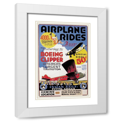 Airplane Rides: Inman Bros. Flying Circus White Modern Wood Framed Art Print with Double Matting by Unknown
