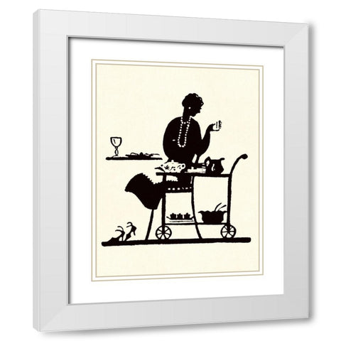Homemaker Takes Items From a Serving Cart White Modern Wood Framed Art Print with Double Matting by Parrish, Maxfield
