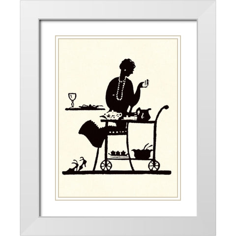Homemaker Takes Items From a Serving Cart White Modern Wood Framed Art Print with Double Matting by Parrish, Maxfield
