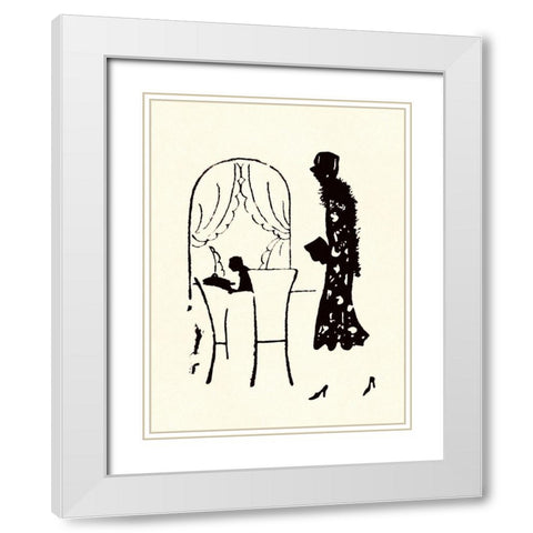Dressed Woman Walks Into a Restaurant White Modern Wood Framed Art Print with Double Matting by Parrish, Maxfield