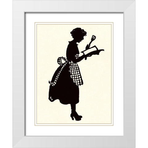 Homemaker Reads a Recipe Book White Modern Wood Framed Art Print with Double Matting by Parrish, Maxfield