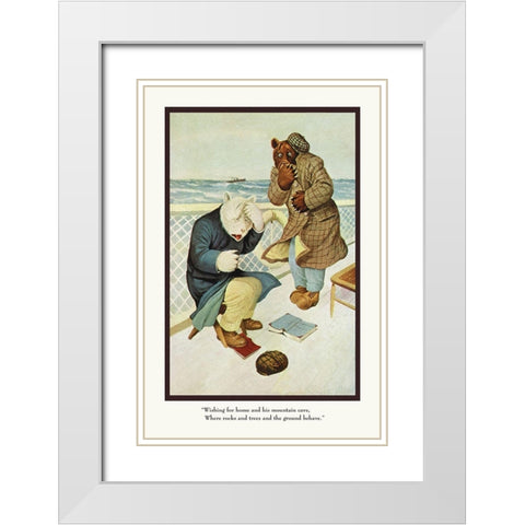 Teddy Roosevelts Bears: Teddy B and Teddy G Are Seasick White Modern Wood Framed Art Print with Double Matting by Culver, R.K.