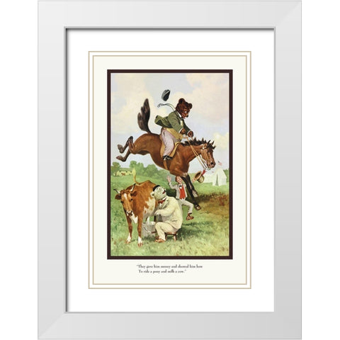 Teddy Roosevelts Bears: Teddy B and Teddy G on the Farm White Modern Wood Framed Art Print with Double Matting by Culver, R.K.