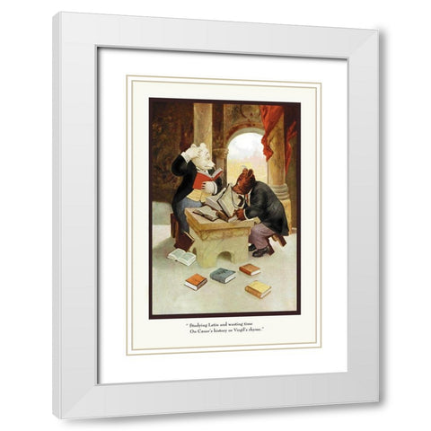 Teddy Roosevelts Bears: Teddy B and Teddy G Studying Latin White Modern Wood Framed Art Print with Double Matting by Culver, R.K.
