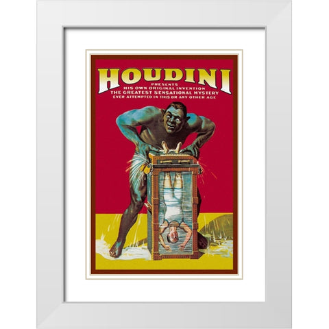 Magicians: Houdini White Modern Wood Framed Art Print with Double Matting by Strobridge