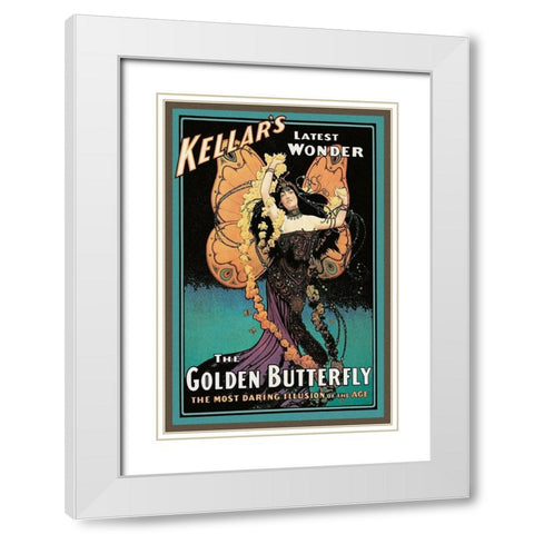 Magicians: Golden Butterfly: Kellars Latest Wonder White Modern Wood Framed Art Print with Double Matting by Strobridge