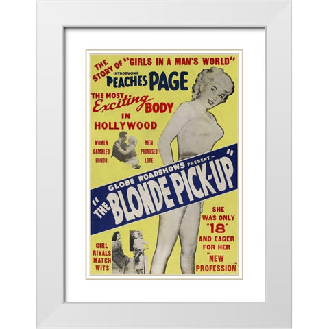 Vintage Vices: Blonde Pick-Up White Modern Wood Framed Art Print with Double Matting by Vintage Vices