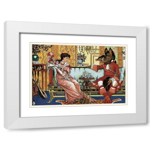Beauty and the Beast  - The Courtship White Modern Wood Framed Art Print with Double Matting by Crane, Walter