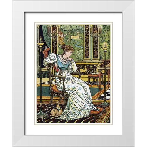 Hind in the Wood - In Thought White Modern Wood Framed Art Print with Double Matting by Crane, Walter