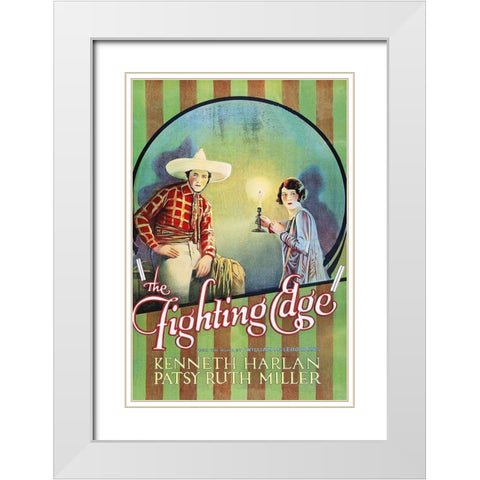 Vintage Westerns: Fighting Edge White Modern Wood Framed Art Print with Double Matting by Unknown