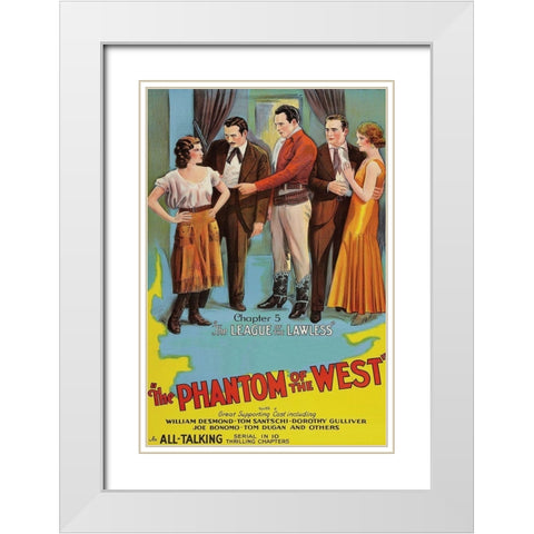 Vintage Westerns: Phantom of the West - League of the Lawless White Modern Wood Framed Art Print with Double Matting by Unknown