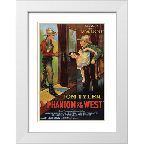 Vintage Westerns: Phantom of the West - Fatal Secret White Modern Wood Framed Art Print with Double Matting by Unknown