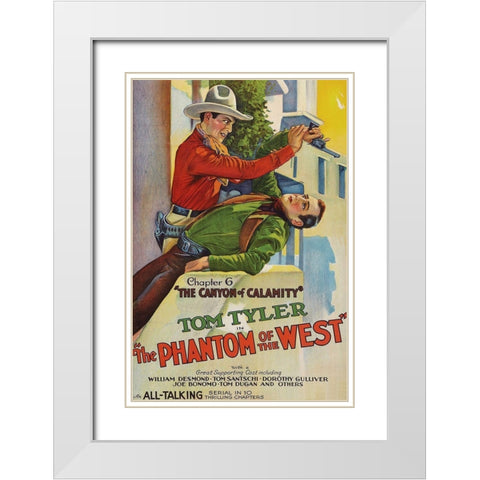 Vintage Westerns: Phantom of the West - Canyon of Calamity White Modern Wood Framed Art Print with Double Matting by Unknown